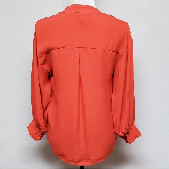 JOIE Ninarika Desert Rose Silk V-neck Hi-low Pleated Long Sleeve Blouse Small - Picture 9 of 12